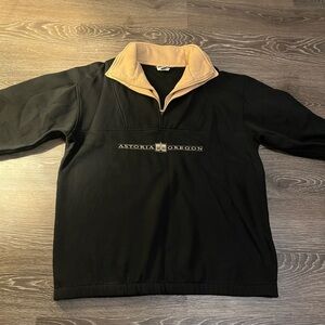 Vintage Black and Tan Quarter-Zip Pullover